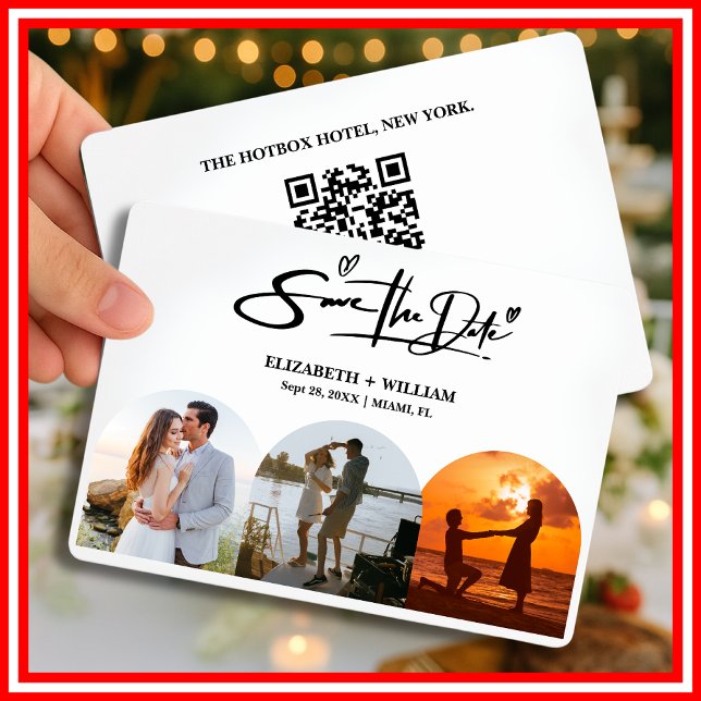 QR-Code für Schwarz-Weiß-Foto Elegante Hochzeit Save The Date (Von Creator hochgeladen)