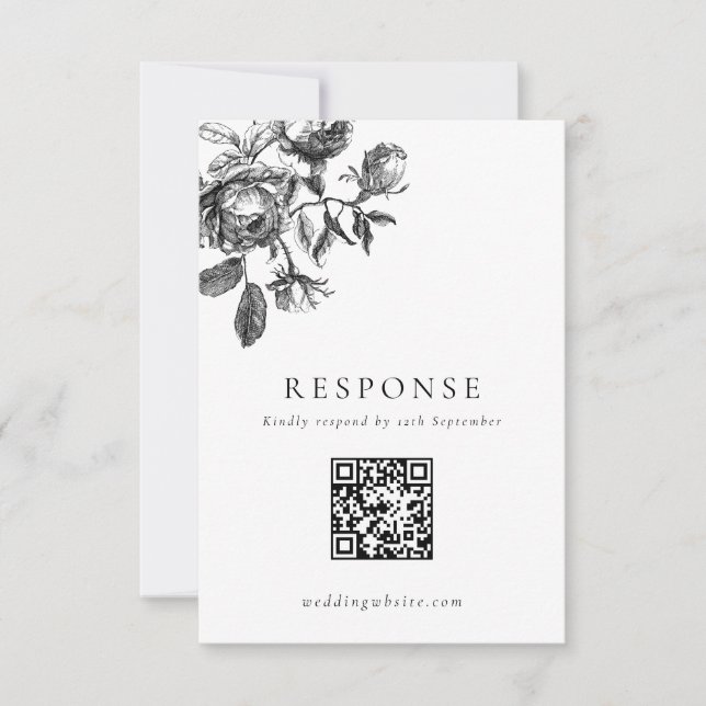 QR-Code für Schwarz-Weiß-Toile RSVP Karte (Vorderseite)