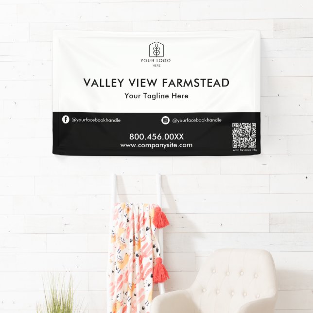 QR-Code für Schwarz-weiße Unternehmen Banner (Insitu)