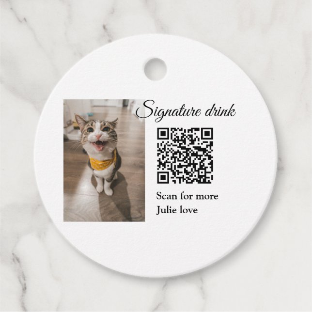 QR-Code für Signatur-Getränk hinzufügen Name des F Geschenkanhänger (Vorderseite)