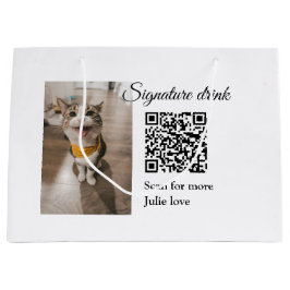 QR-Code für Signatur-Getränk hinzufügen Name des F Große Geschenktüte