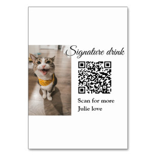 QR-Code für Signatur-Getränk hinzufügen Name des F Tischnummer