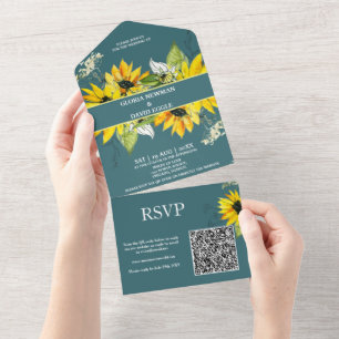 QR-Code für Smokey Green Sunflower All In One Einladung