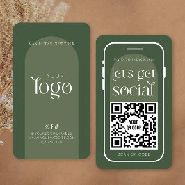 QR-Code für Social Media Boho Sage Green Modern Lo Visitenkarte