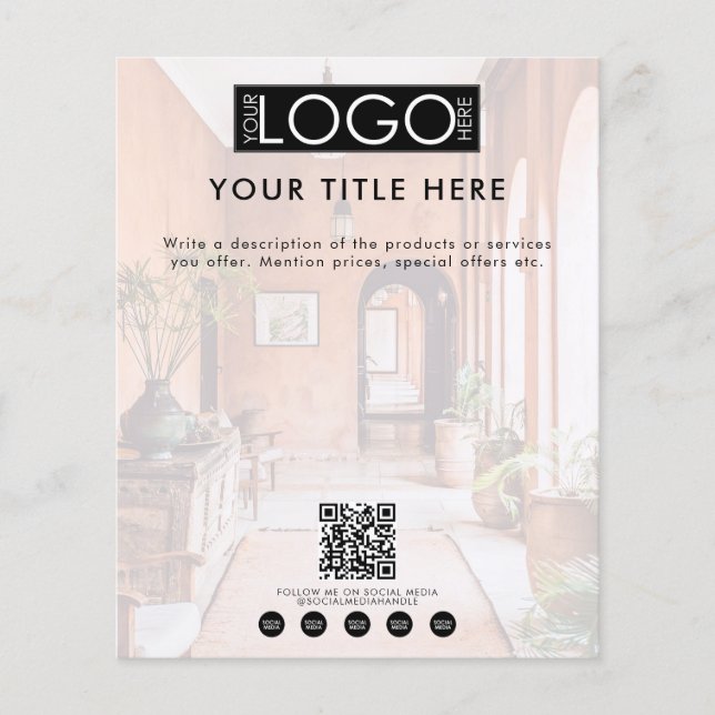 QR-Code für Social-Media-Firmenlogos verblasstes F Flyer (Vorne)