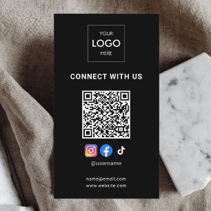 QR-Code für Social Media Moderne Logos Schwarz Visitenkarte