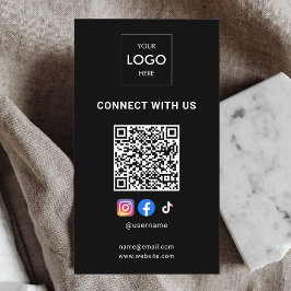QR-Code für Social Media Moderne Logos Schwarz Visitenkarte