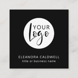 QR-Code für soziale Medien Ihr Logo Schwarz Quadratische Visitenkarte