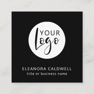 QR-Code für soziale Medien Ihr Logo Schwarz Quadratische Visitenkarte