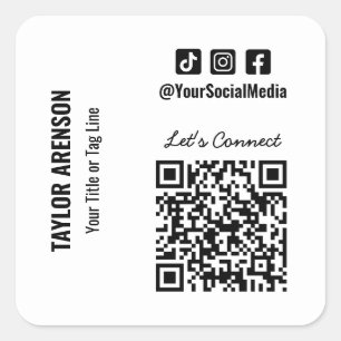 QR-Code für soziale Medien Quadratischer Aufkleber