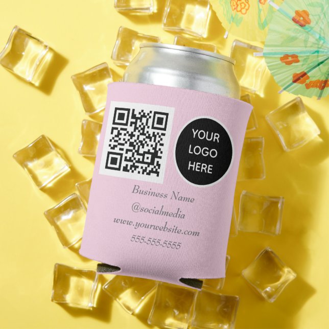 QR-Code für soziale Medien Rosa Firmenlogo Dosenkühler (In Situ Sommer)