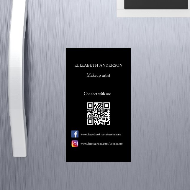 Qr-Code für soziale Medien Schwarz-weiß Magnetische Visitenkarte (Von Creator hochgeladen)