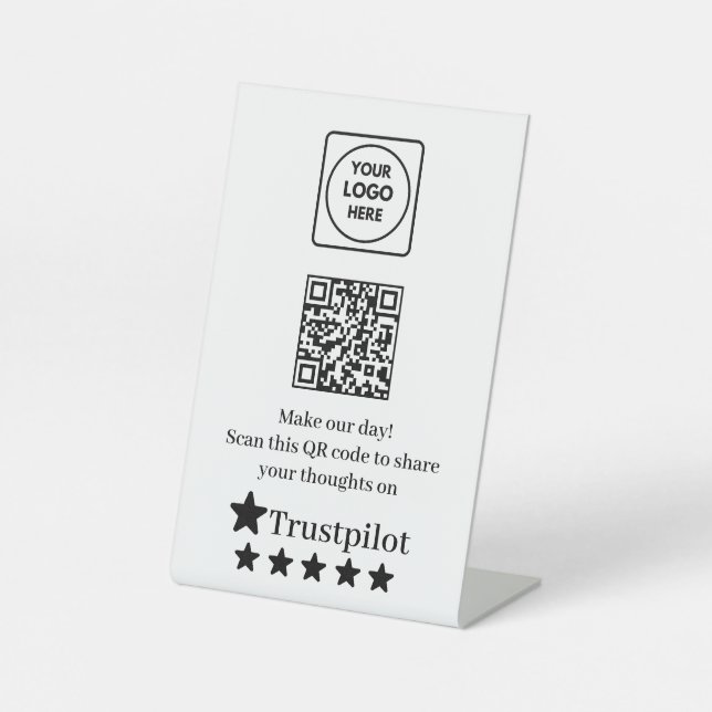 QR-Code für Trustpilot | Link zur Unternehmensüber Sockelschild (Vorderseite)