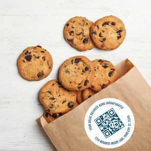 QR-Code für Unternehmen blau Runder Aufkleber