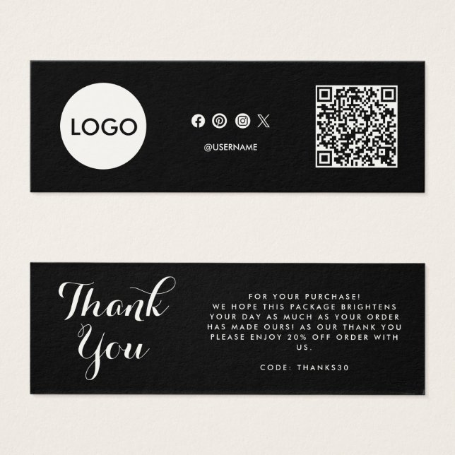 QR-Code für Unternehmen danke Einlegen der Karte (Vorne & Hinten)