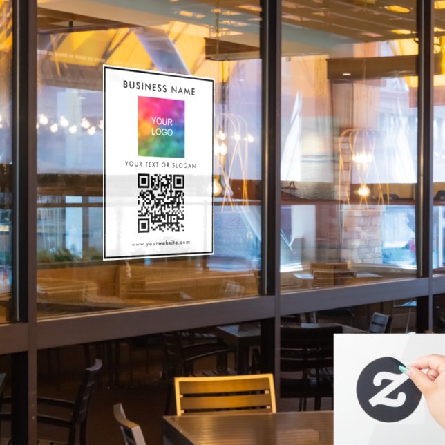 QR-Code für Unternehmen mit Best-Template-Logo Fensteraufkleber (Restaurantfenster)