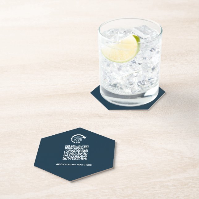 QR-Code für Unternehmen | Navy Blue Untersetzer (Vor Ort)