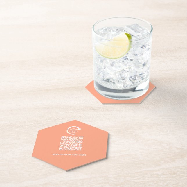 QR-Code für Unternehmen | Peachy Coral Untersetzer (Vor Ort)