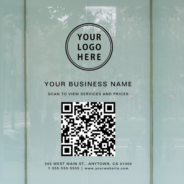 QR-Code für Unternehmen und Logo Fensteraufkleber (Elevate your business with a custom Logo and QR code window cling sign)