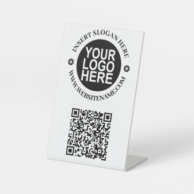 QR-Code für Unternehmen und Logo-Pedestzeichen Sockelschild (Vorderseite)