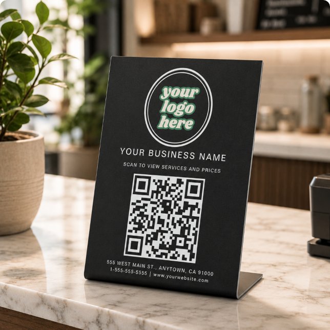 QR-Code für Unternehmen und Logo Sockelschild (Google Reviews | Business Review Link QR Code Pedestal Sign)