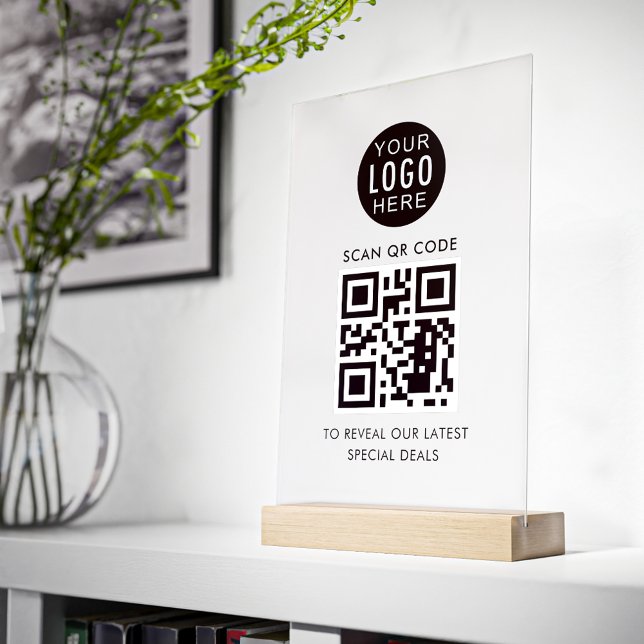 QR-Code für Unternehmen und Logos Minimalistisch Acrylschild (Business and Logo QR Code Minimalist Acrylic Sign)