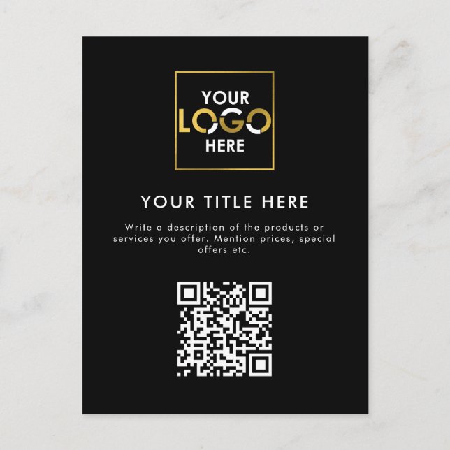 QR-Code für Unternehmen und Text Postkarte (Vorderseite)