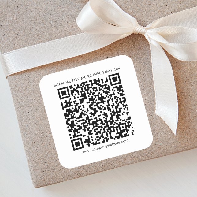 QR-Code für Unternehmen und Website des Unternehme Quadratischer Aufkleber (Business QR Code White Square Sticker)