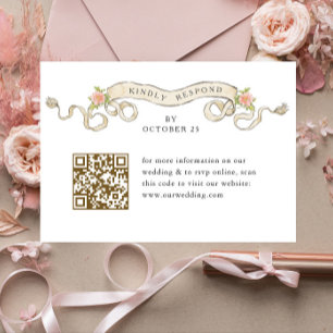 QR-Code für viktorianische Verzierte Grace Floral RSVP Karte