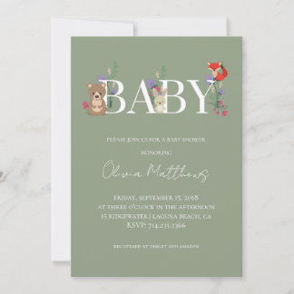 QR-Code für Wald-Sage-Grün-Baby-Party Einladung