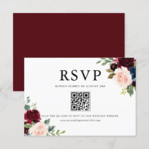 QR-Code für Wasserfarben, Burgund und Blüten