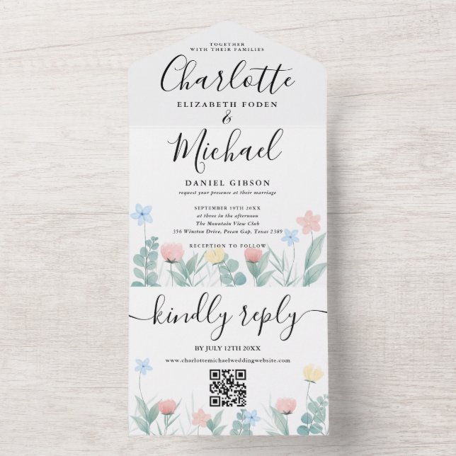 QR-Code für Wasserfarben Signature Script-Hochzeit All In One Einladung (Innen Boden)