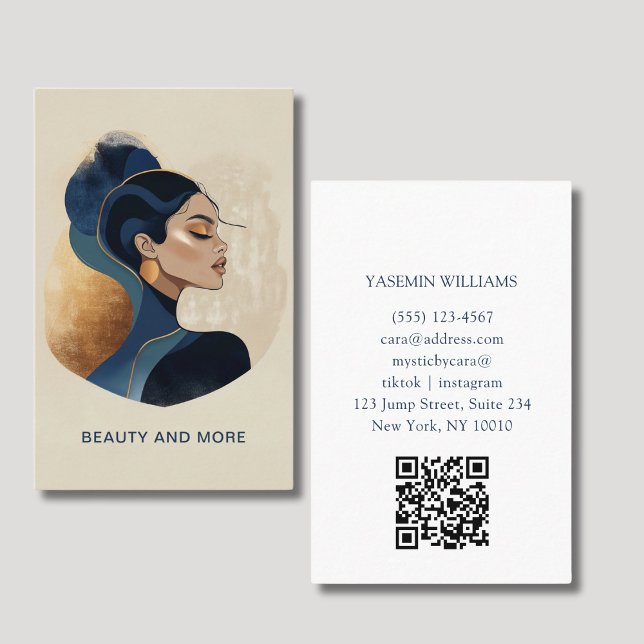 QR-Code für Watercolor-Salon Visitenkarte (Woman Watercolor Salon QR Code Business Card)