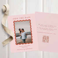 QR-Code für Wavy Foto & Blush & Terracotta Wedding