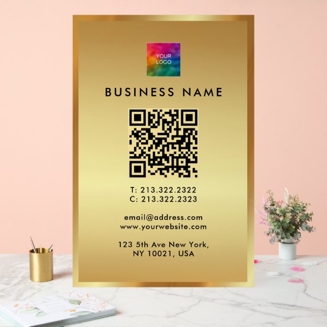 QR-Code für Werbe-Logos Gold-Branding-Glamour Acrylschild (Hochzeit)