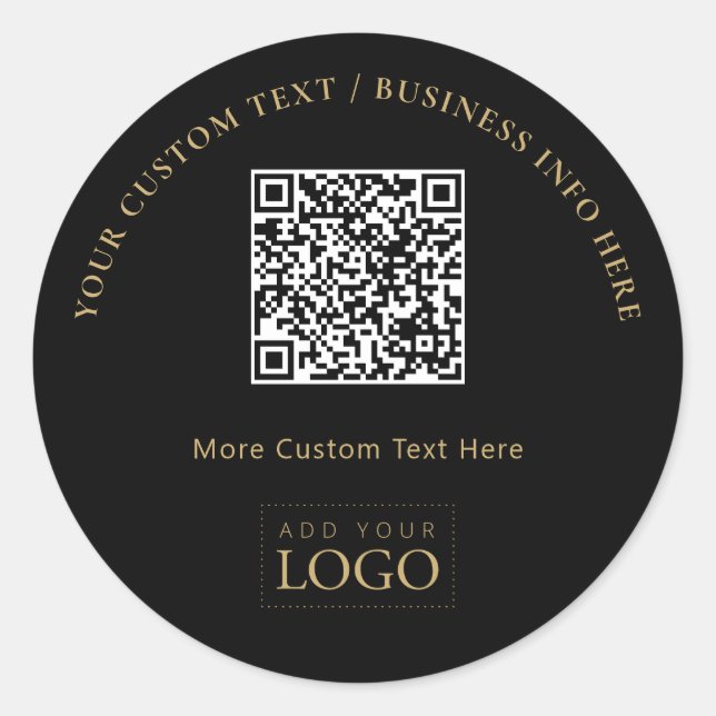 QR-Code für Werbeaktionen mit Black & Gold Runder Aufkleber (Vorderseite)