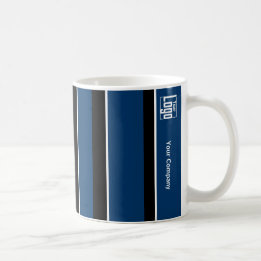 QR-Code für Werbelogo Blaue Schwarz-weiße Streifen Kaffeetasse