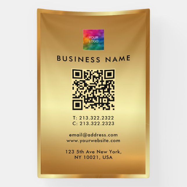 QR-Code für Werbelogo Gold-Branding glamourös Banner (Vertikal)
