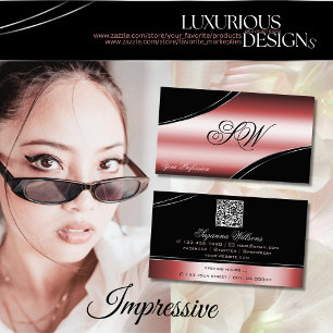 QR-Code für wertvolle, schwarz gekrümmte Linien Visitenkarte