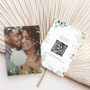 QR-Code für Whimsical Greenery und Gold Foto Save The Date
