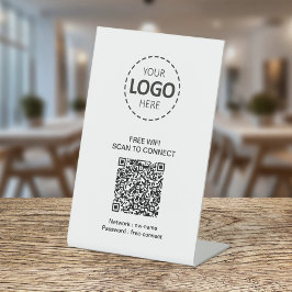 QR-Code für WIFI und Firmenlogo Sockelschild
