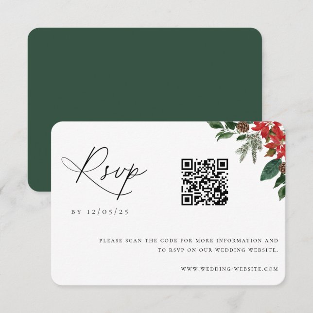 QR-Code für zeitgenössische Chic Winter-Hochzeit RSVP Karte (Vorne/Hinten)