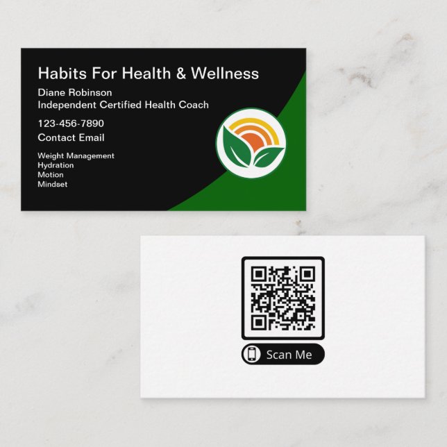 QR-Code für zertifizierte Health Coach Scannable Visitenkarte (Vorne/Hinten)
