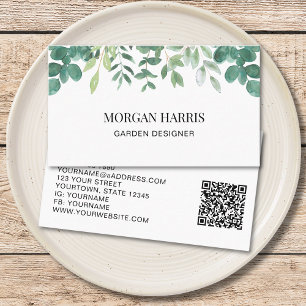 QR-Code Garten Designer Watercolor Grünpflanzen Visitenkarte