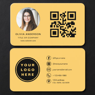 QR-Code Gelbe Foto Visitenkarte