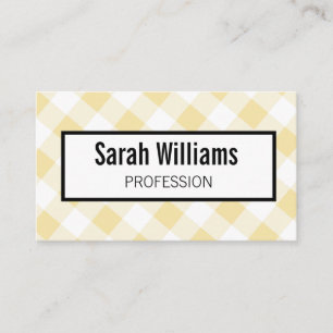 QR-Code Gelbe Gingham Karo Elegante Visitenkarte