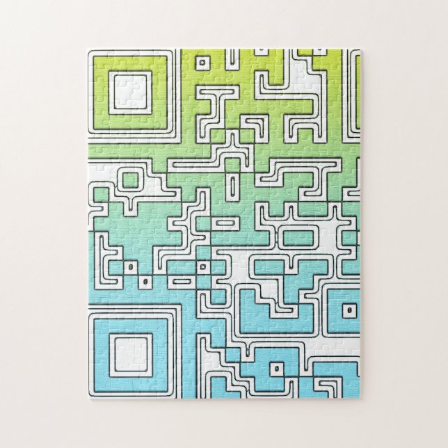 QR-Code - Gelbes Aqua Puzzle (Vertikal)