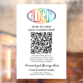 QR Code Generator & Business-Logo Modern weiß Fensteraufkleber