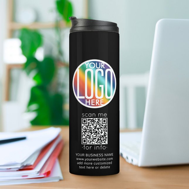 QR-Code-Generator Geschäft Logo Werbe Schwarz Thermosbecher (Von Creator hochgeladen)
