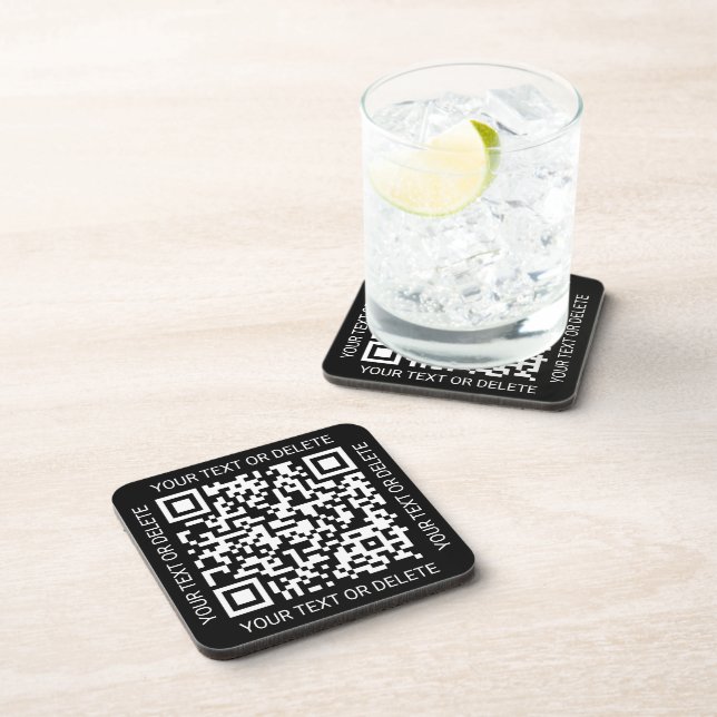 QR-Code-Generator Geschäft Promotional Schwarz Getränkeuntersetzer (Rechte Seite)